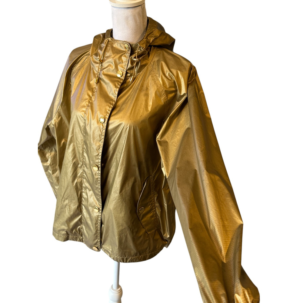 Vintage Women's Lauren Ralph Lauren Windbreaker Jacket Hood XL Gold Metallic - Picture 3 of 16